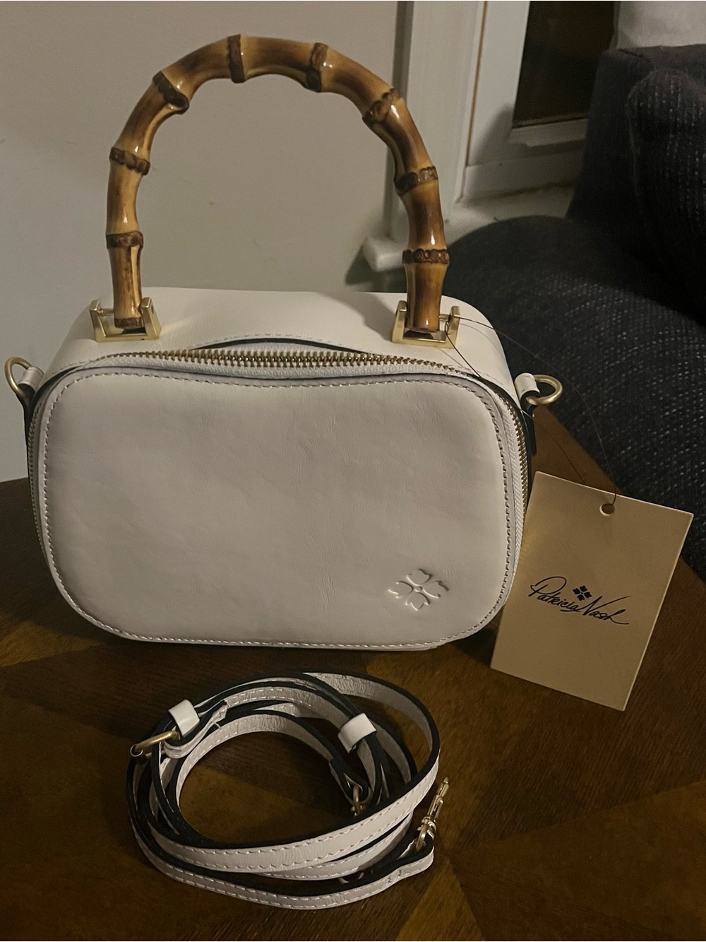 Patricia Nash White Mini Bamboo-Handle Crossbody